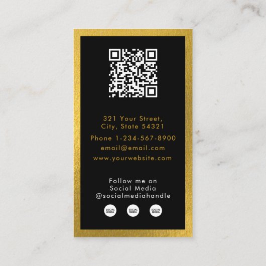 Black Gold Business Eenvoudige QR-code Loyaliteit Visitekaartje (Achterkant)