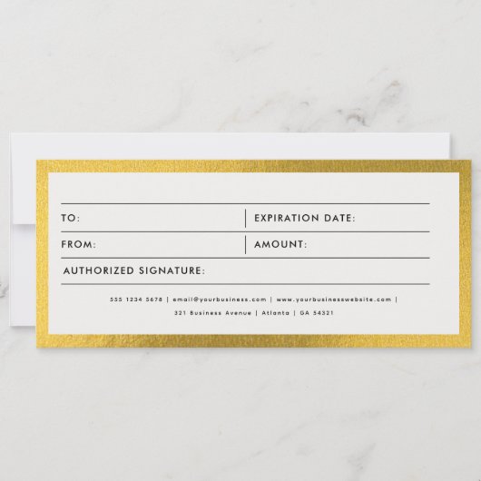 Black & Gold Business Gift Certificate Voucher (Voorkant)