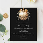 Black gold business kerstfeest uitnodiging<br><div class="desc">Vier het vakantieseizoen in stijl met deze elegante kerstfeestuitnodiging, ontworpen voor professionele bijeenkomsten. Deze uitnodiging, tegen een klassieke zwarte achtergrond, is voorzien van een groot, op vintage geïnspireerd ornament versierd met een lint, dat een tijdloze vakantiegame vastlegt. Deze kaart is perfect voor zakelijke kerstfeesten en biedt aanpasbare velden voor het...</div>