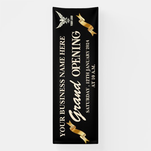 Black & Gold Business Logo Grand Opening Spandoek (Verticaal)
