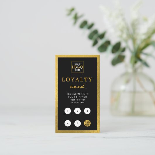 Black Gold Business Logo QR Code Loyaliteit Visitekaartje (Staand voorkant)