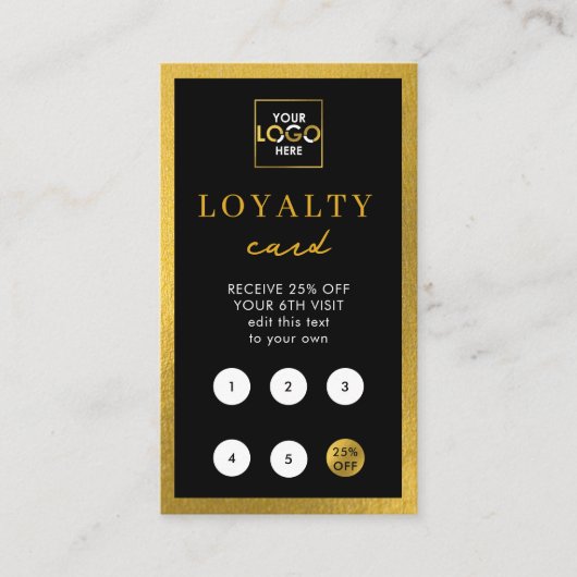 Black Gold Business Logo QR Code Loyaliteit Visitekaartje (Voorkant)