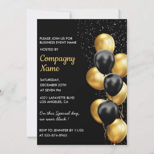 Black Gold Business-party voor Ballon Kaart (Voorkant)