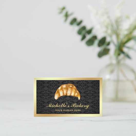 Black Gold Butter Croissant Bakery Visitekaartje (Staand voorkant)