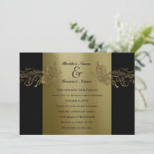 Black Gold Butterfly Music Wedding Invitations Kaart (Staand voorkant)
