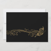 Black Gold Butterfly Music Wedding Invitations Kaart (Achterkant)