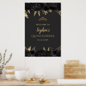 Black Gold Butterfly Quinceañera Welcome Sign. Poster (Keuken)