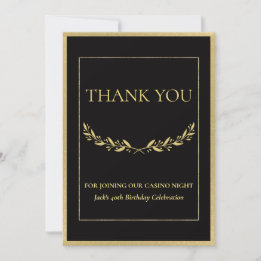 Black & Gold Casino Night –Personalized Thank You Bedankkaart