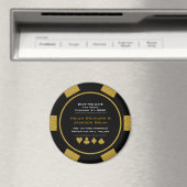 Black Gold Casino Poker Chip Wedding Save the Date Magneet (Insitu (Vaatwasser))