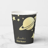 Black Gold Celestial Crescent Moon Vrijgezellenfee Papieren Bekers (Achterkant)