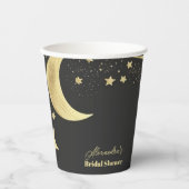 Black Gold Celestial Crescent Moon Vrijgezellenfee Papieren Bekers (Voorkant)