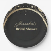 Black Gold Celestial Crescent Moon Vrijgezellenfee Papieren Bordje (Voorkant)