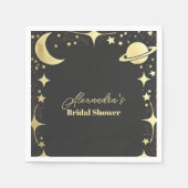 Black Gold Celestial Crescent Moon Vrijgezellenfee Servet (Voorkant)