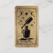 Black Gold Celestial Tarot Nagelstylist QR Code Visitekaartje (Voorkant)