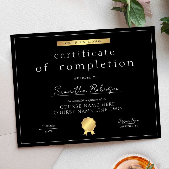 Black & Gold Certificaat Cursus Voltooiing Award (Creator heeft geüpload)