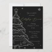 Black Gold Chalkboard Kerstdiner Uitnodiging (Voorkant)