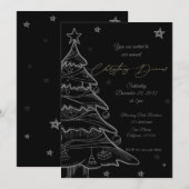 Black Gold Chalkboard Kerstdiner Uitnodiging (Voorkant / Achterkant)