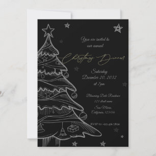 Black Gold Chalkboard Kerstdiner Uitnodiging