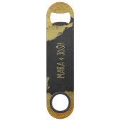 *~* Black Gold Chalkboard Wedding Bartender Speed Flessenopener (Voorkant)