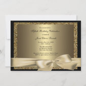 Black Gold Champagne 50th Woman's Birthday Invite Kaart (Achterkant)