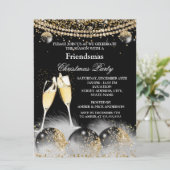 Black Gold Champagne Friendsmas kerstfeest Kaart (Staand voorkant)