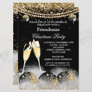 Black Gold Champagne Friendsmas kerstfeest Kaart