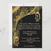 Black & Gold Champagne Ice Bucket Engagement Party Kaart (Achterkant)