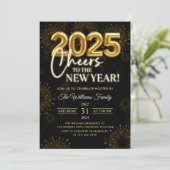 Black Gold Champagne juicht oudejaarsavond feest Kaart (Staand voorkant)