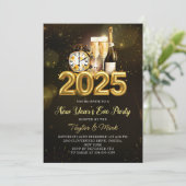 Black Gold Champagne juicht oudejaarsavond feest Kaart (Staand voorkant)