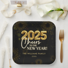 Black Gold Champagne juicht oudejaarsavond feest Papieren Bordje