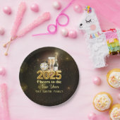 Black Gold Champagne juicht oudejaarsavond feest Papieren Bordje (Feest)