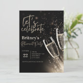 Black Gold Champagne Retirement Party Kaart (Staand voorkant)