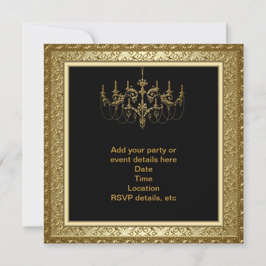 Black Gold Chandelier Business Grand Opening Kaart (Achterkant)