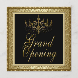 Black Gold Chandelier Business Grand Opening Kaart