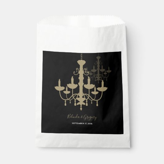 Black Gold Chandelier Wedding Bedankzakje (Voorkant)