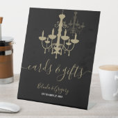 Black Gold Chandelier Wedding Cards & Gifts Reclamebord Met Voetstuk (Insitu)