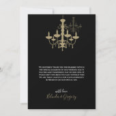 Black Gold Chandelier Wedding Hartelijk dank Bedankkaart (Voorkant)