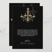 Black Gold Chandelier Wedding Hartelijk dank Bedankkaart (Voorkant / Achterkant)