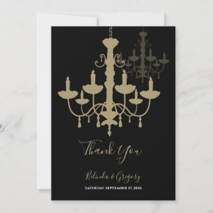 Black Gold Chandelier Wedding Hartelijk dank Bedankkaart