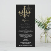 Black Gold Chandelier Wedding Menu (Staand voorkant)