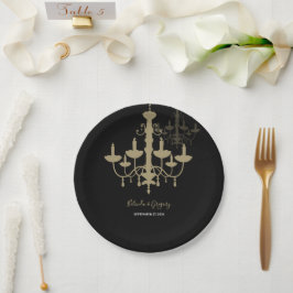 Black Gold Chandelier Wedding Papieren Bordje