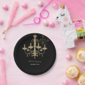 Black Gold Chandelier Wedding Papieren Bordje (Feest)