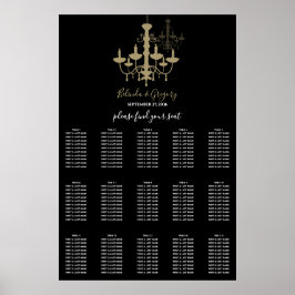 Black Gold Chandelier Wedding Seating Chart Poster