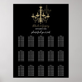 Black Gold Chandelier Wedding Seating Chart Poster