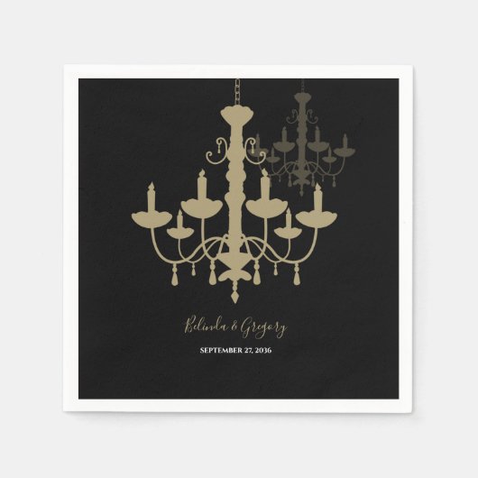 Black Gold Chandelier Wedding Servet (Voorkant)