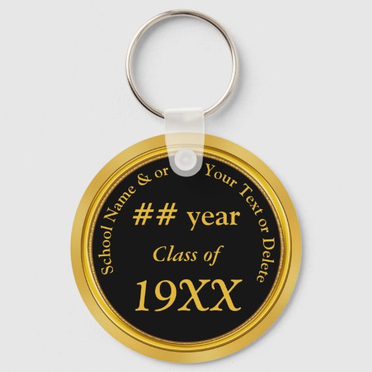 Black Gold Cheap Class Reunion Favors Personated Sleutelhanger (Voorkant)