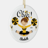 Black & Gold Cheer Brunette Cheerleader Ornament (Rechts)
