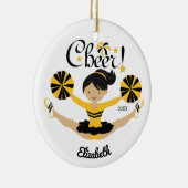 Black & Gold Cheer Dark Hair Cheerleader Ornament (Rechts)