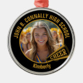 Black Gold Cheerleader Photo Christmas Metalen Ornament (Voorkant)