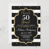 Black Gold Cheers Birthday Party Invitation Kaart (Voorkant)